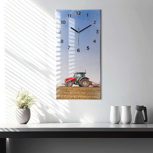 Reloj de vidrio vertical Granjero en tractor - espejomat.es