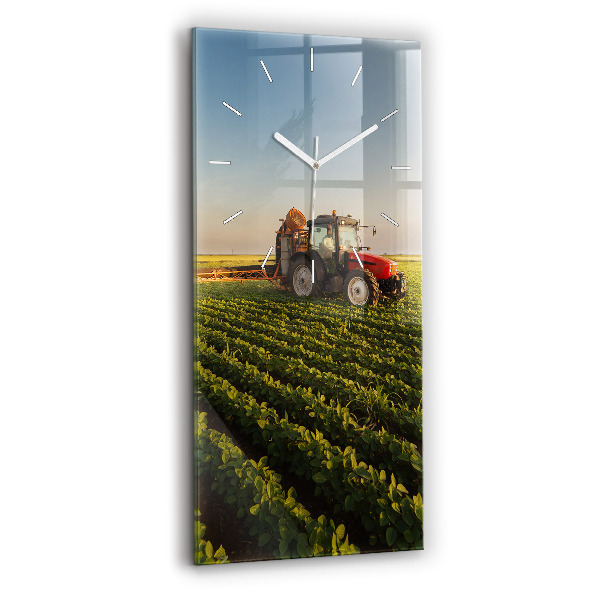 Reloj vertical Tractor fumigando un campo - espejomat.es