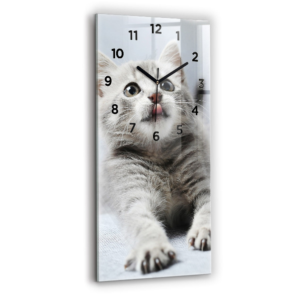 Reloj de cristal vertical Gato en el sofá - espejomat.es