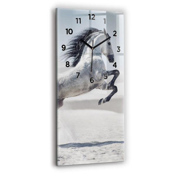Reloj de cristal vertical Caballo blanco al galope - espejomat.es