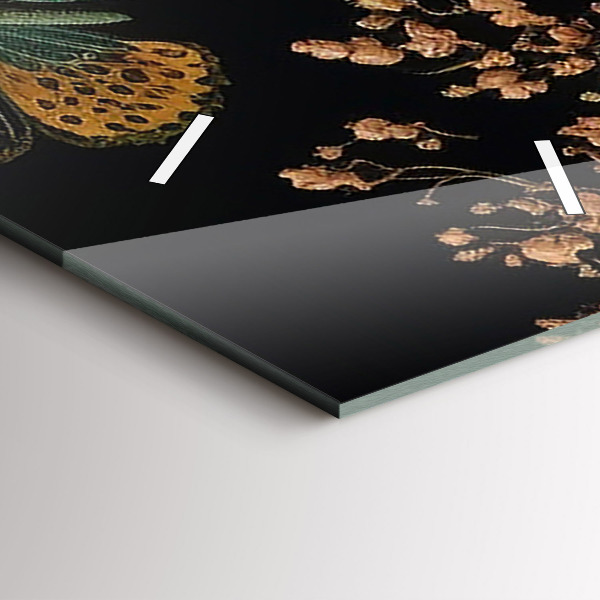 Reloj vertical Flor y mariposas doradas - espejomat.es