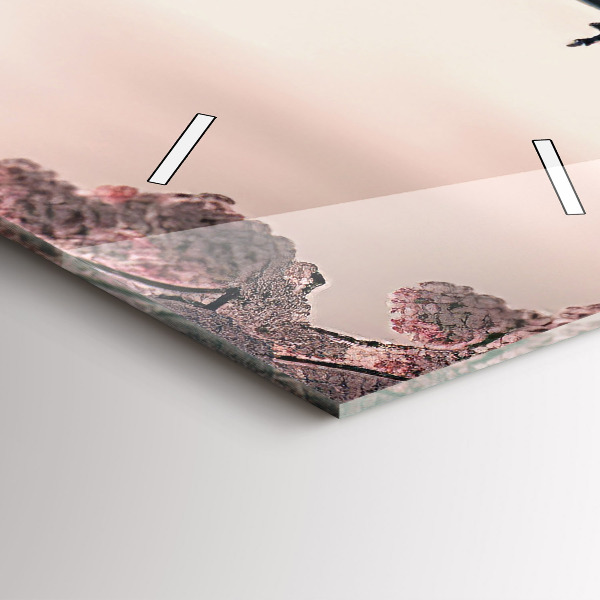 Reloj de cristal vertical Torre asiática Cerezos en flor - espejomat.es