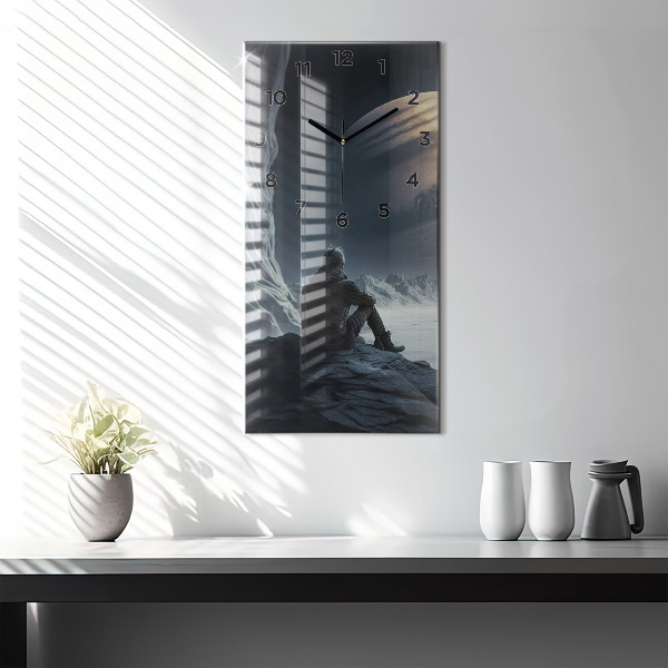 Reloj vertical Hombre en la luna de fondo - espejomat.es