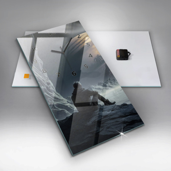 Reloj vertical Hombre en la luna de fondo - espejomat.es