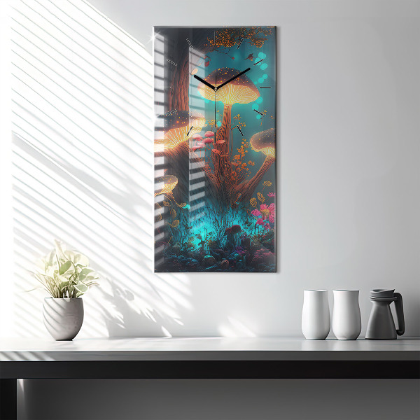 Reloj de cristal vertical Bosque y setas mágicas - espejomat.es