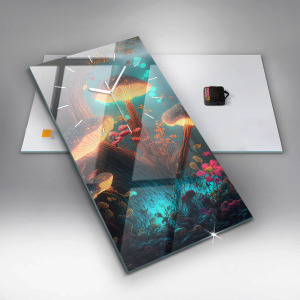 Reloj de cristal vertical Bosque y setas mágicas - espejomat.es