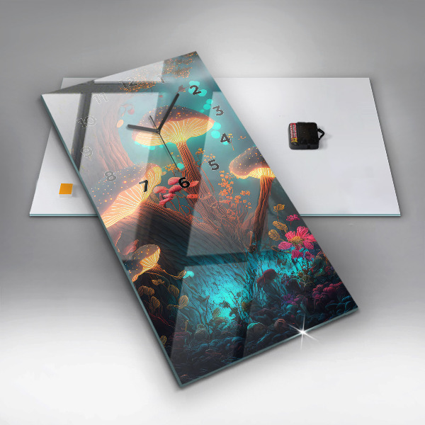 Reloj de cristal vertical Bosque y setas mágicas - espejomat.es