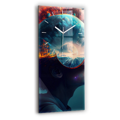 Reloj de vidrio vertical Mundo virtual futurista - espejomat.es