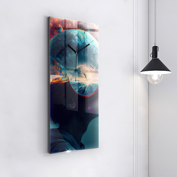 Reloj de vidrio vertical Mundo virtual futurista - espejomat.es