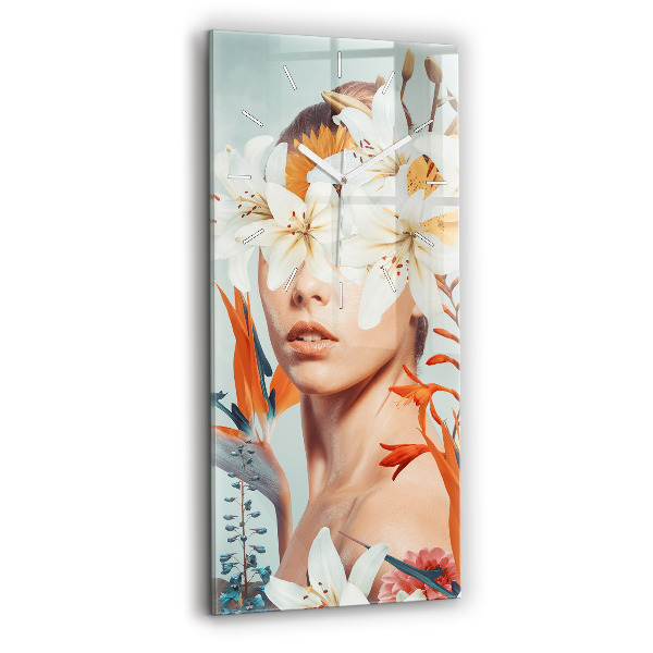 Reloj vertical Mujer con flores - espejomat.es