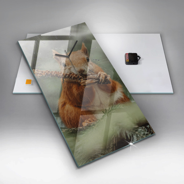 Reloj de cristal vertical Ardilla y fauna salvaje - espejomat.es
