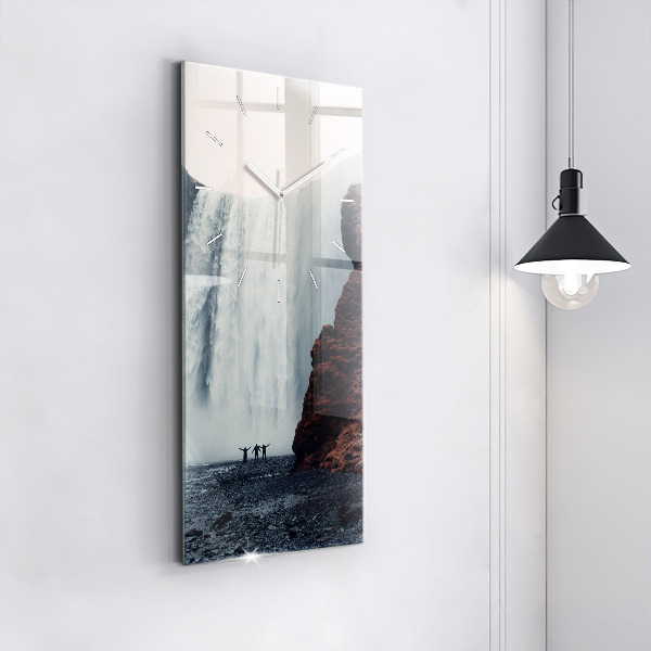 Reloj de vidrio vertical Cascada Paisaje de Islandia - espejomat.es