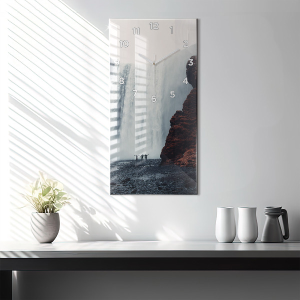 Reloj de vidrio vertical Cascada Paisaje de Islandia - espejomat.es