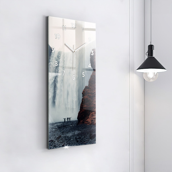 Reloj de vidrio vertical Cascada Paisaje de Islandia - espejomat.es