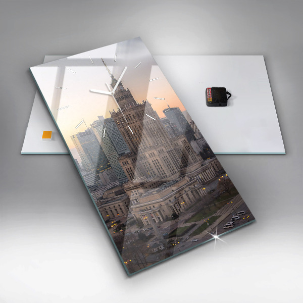 Reloj de cristal vertical Panorama de Varsovia - espejomat.es