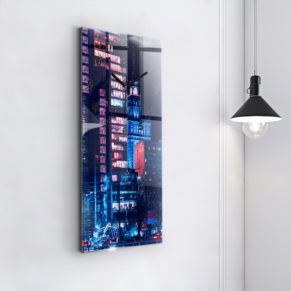 Reloj vertical Varsovia de noche - espejomat.es