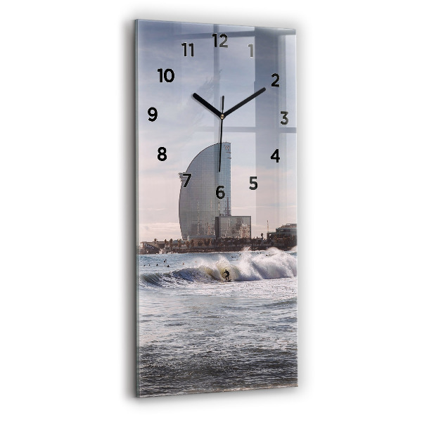 Reloj de cristal vertical Surfista en Barcelona - espejomat.es