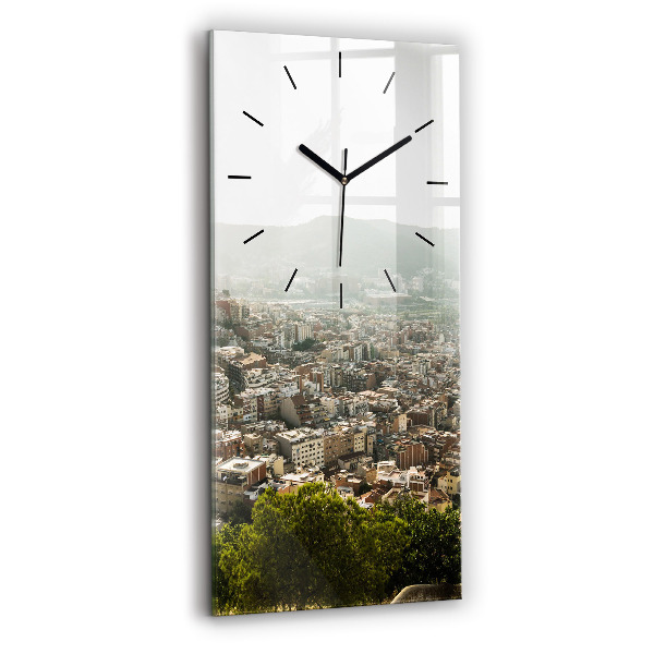 Reloj de cristal vertical Vista de Montjuic en Barcelona - espejomat.es