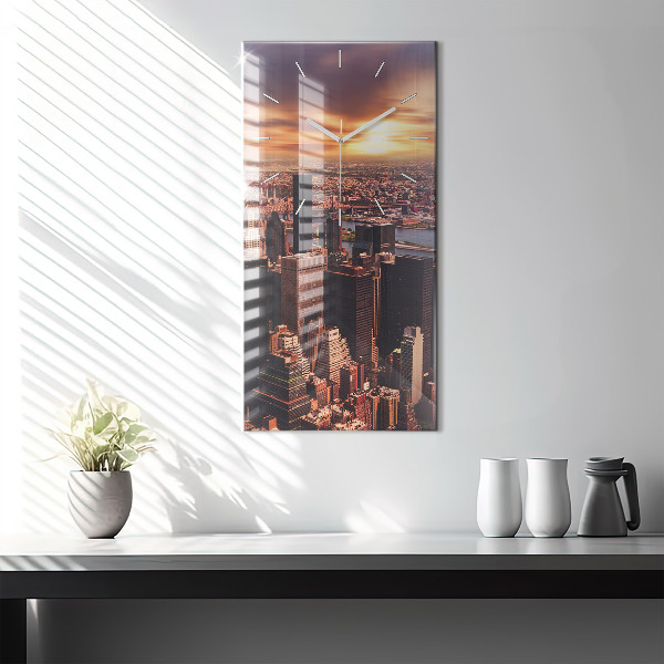 Reloj de vidrio vertical Panorama de la ciudad oeste - espejomat.es