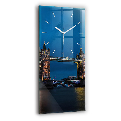 Reloj de vidrio vertical Tower Bridge Londres de noche - espejomat.es