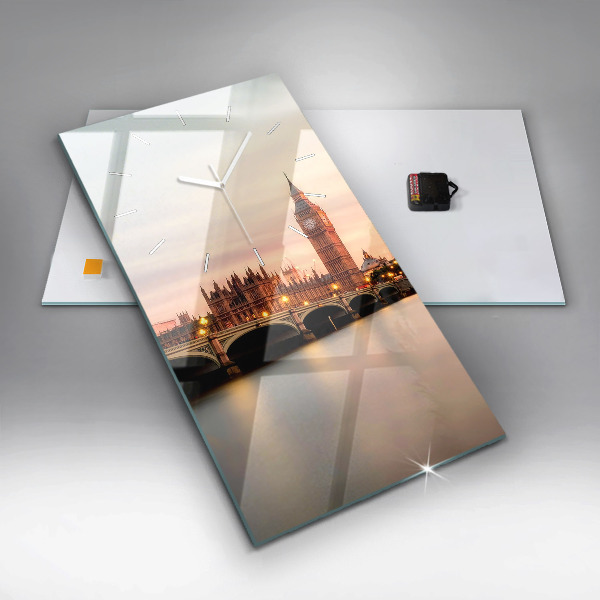 Reloj de vidrio vertical Big Ben, horizonte de Londres - espejomat.es