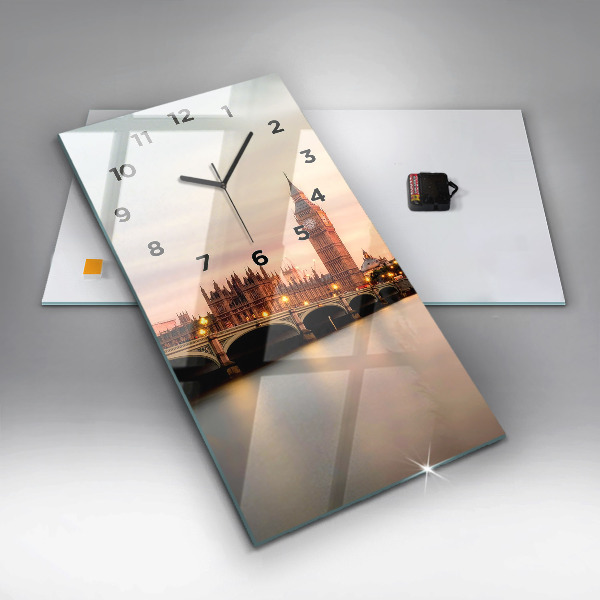 Reloj de vidrio vertical Big Ben, horizonte de Londres - espejomat.es