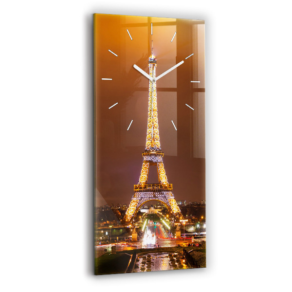 Reloj de cristal vertical Torre Eiffel iluminada - espejomat.es