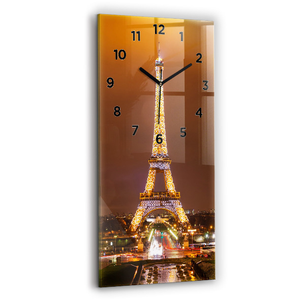 Reloj de cristal vertical Torre Eiffel iluminada - espejomat.es
