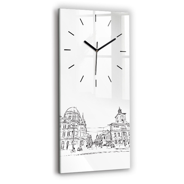 Reloj de vidrio vertical Ilustración de la ciudad de Poznan - espejomat.es