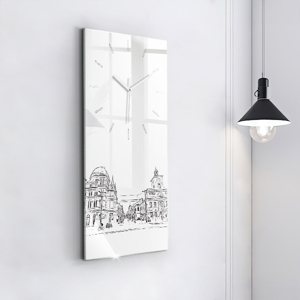Reloj de vidrio vertical Ilustración de la ciudad de Poznan - espejomat.es