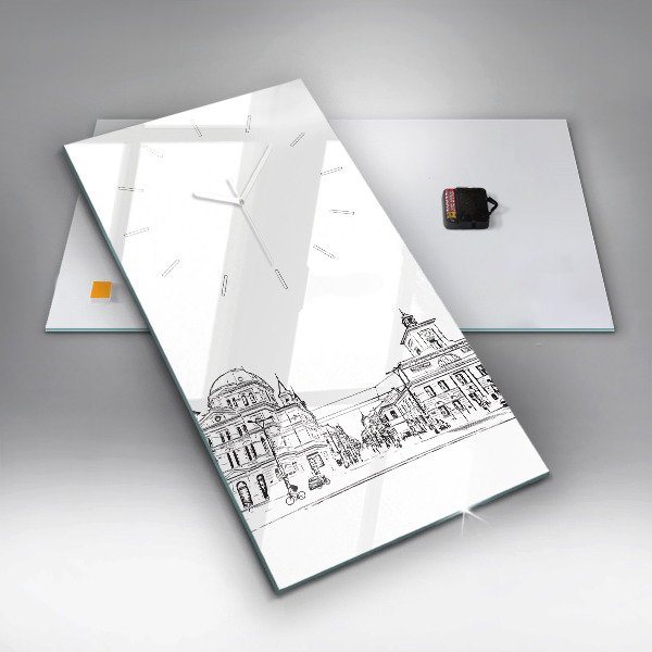 Reloj de vidrio vertical Ilustración de la ciudad de Poznan - espejomat.es