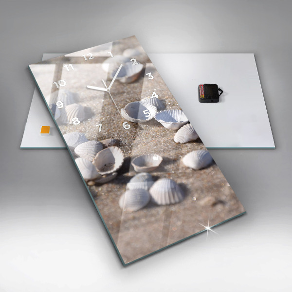 Reloj de vidrio vertical Conchas en la playa - espejomat.es