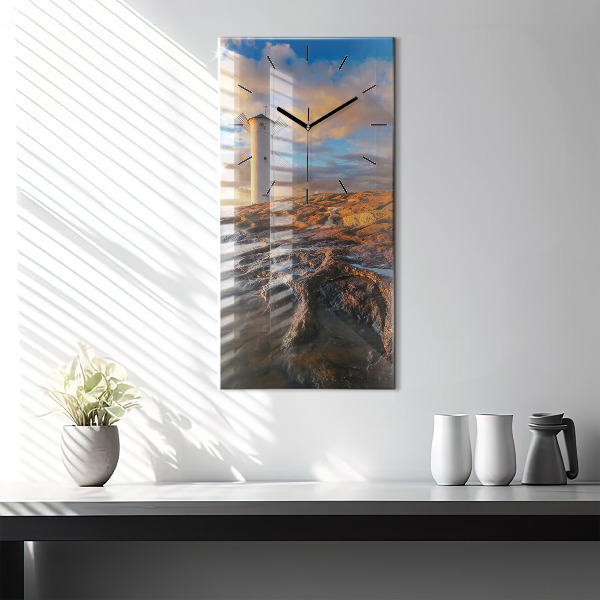 Reloj de vidrio vertical Faro y mar Báltico - espejomat.es