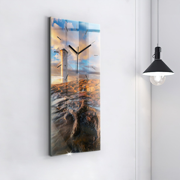 Reloj de vidrio vertical Faro y mar Báltico - espejomat.es