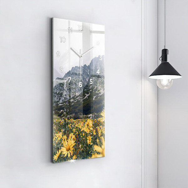 Reloj de cristal vertical Pradera de flores en las montañas - espejomat.es