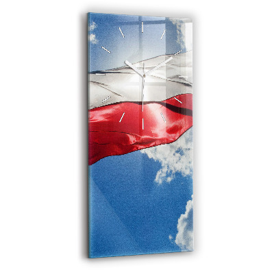 Reloj de cristal vertical Bandera polaca contra el cielo - espejomat.es