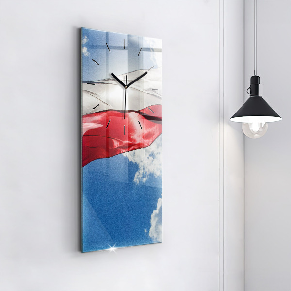 Reloj de cristal vertical Bandera polaca contra el cielo - espejomat.es
