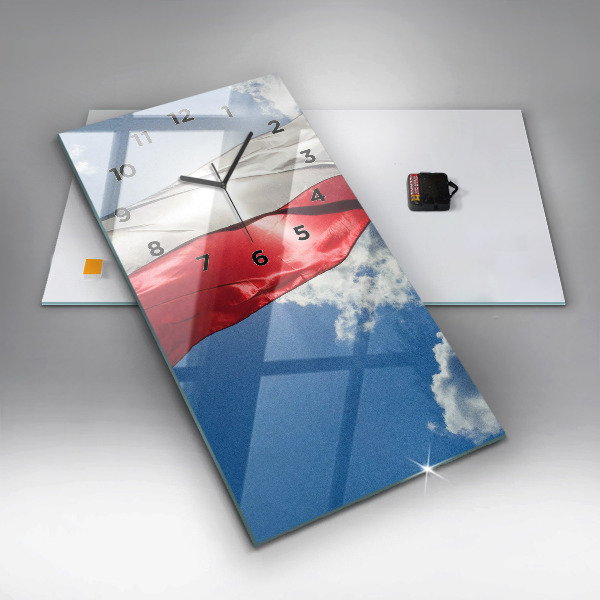 Reloj de cristal vertical Bandera polaca contra el cielo - espejomat.es