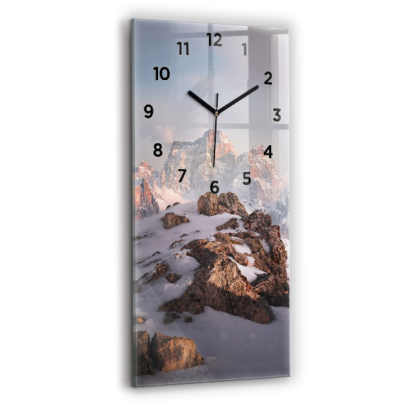 Reloj de vidrio vertical Montaña cubierta de nieve - espejomat.es