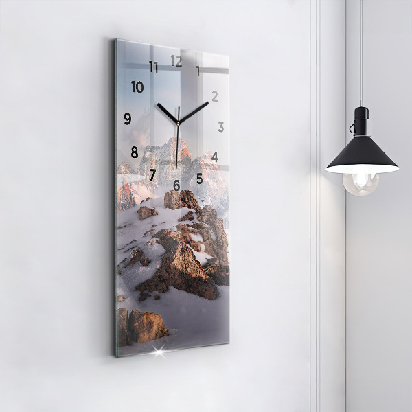 Reloj de vidrio vertical Montaña cubierta de nieve - espejomat.es