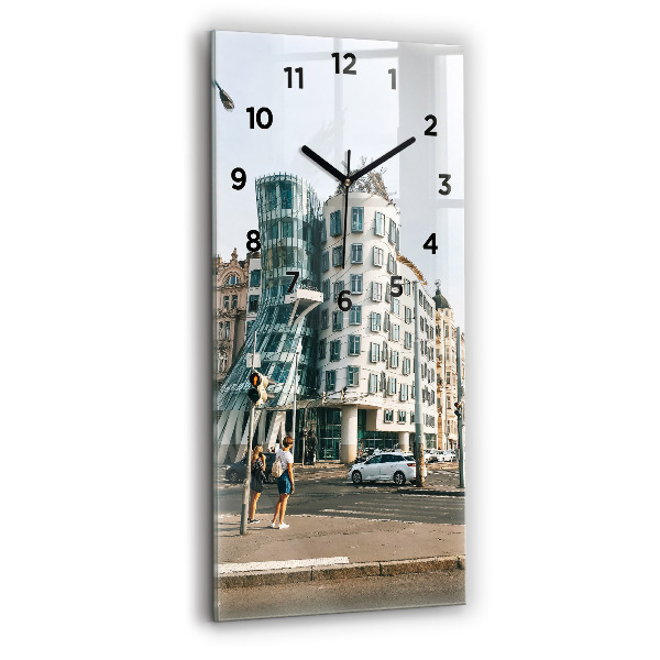 Reloj de cristal vertical Casa danzante Praga - espejomat.es