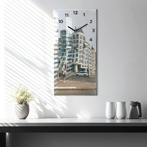 Reloj de cristal vertical Casa danzante Praga - espejomat.es