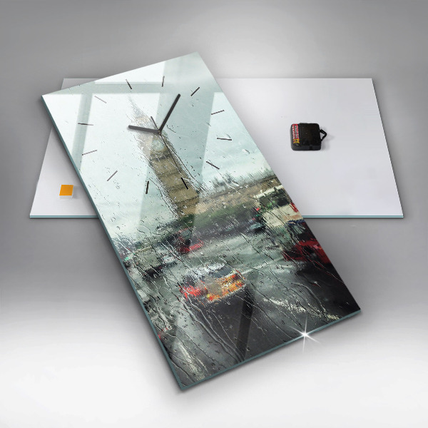 Reloj de cristal vertical Londres lluvioso - espejomat.es