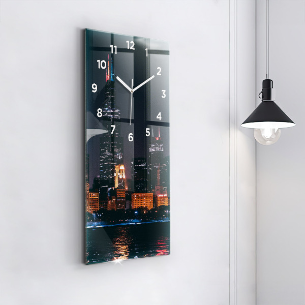 Reloj de vidrio vertical Paisaje urbano de Chicago - espejomat.es