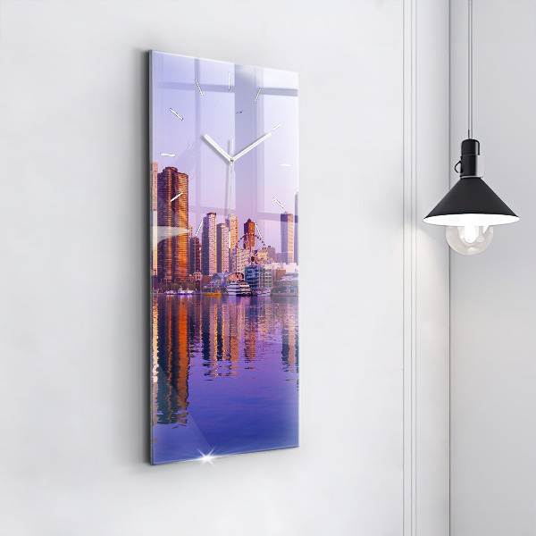 Reloj vertical Vista de rascacielos estadounidenses - espejomat.es