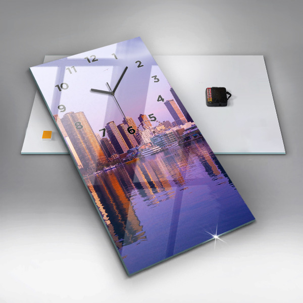 Reloj vertical Vista de rascacielos estadounidenses - espejomat.es