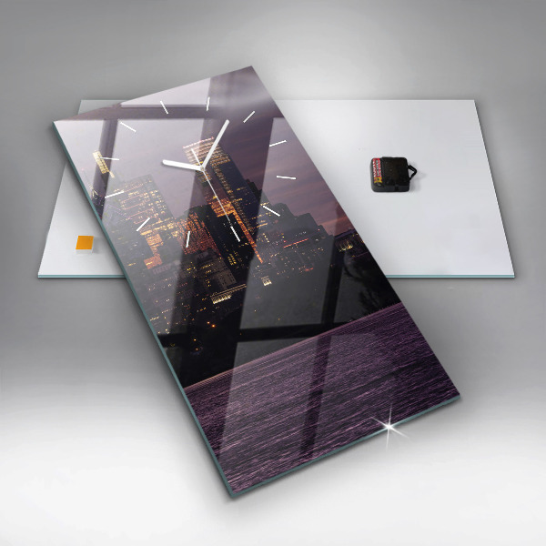 Reloj de cristal vertical Panorámica de la ciudad de Filadelfia - espejomat.es