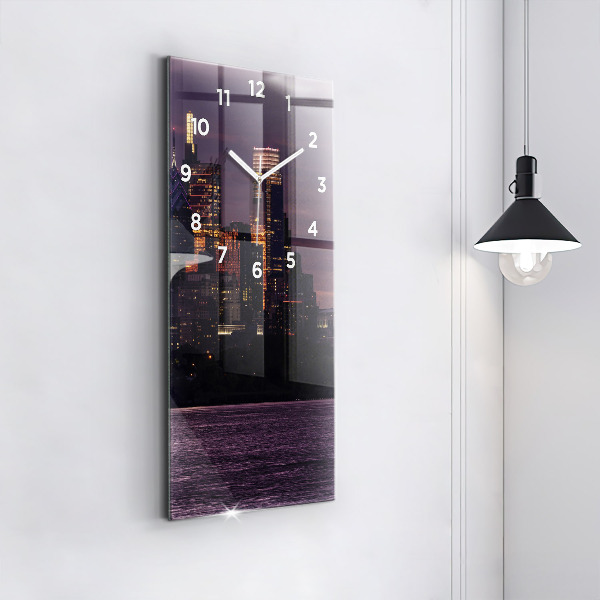 Reloj de cristal vertical Panorámica de la ciudad de Filadelfia - espejomat.es