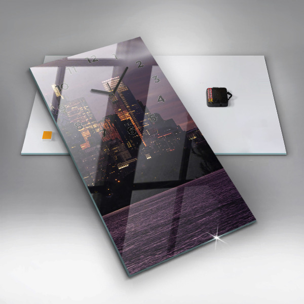 Reloj de cristal vertical Panorámica de la ciudad de Filadelfia - espejomat.es