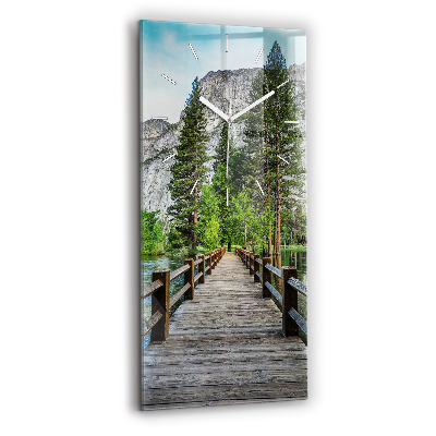 Reloj de vidrio vertical Puente de madera en Yosemite - espejomat.es